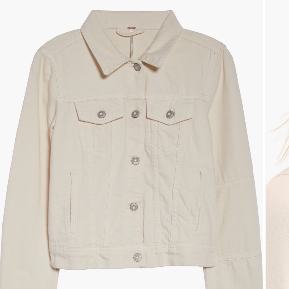We The Free Free People Off-White Denim Jacket New With Tags